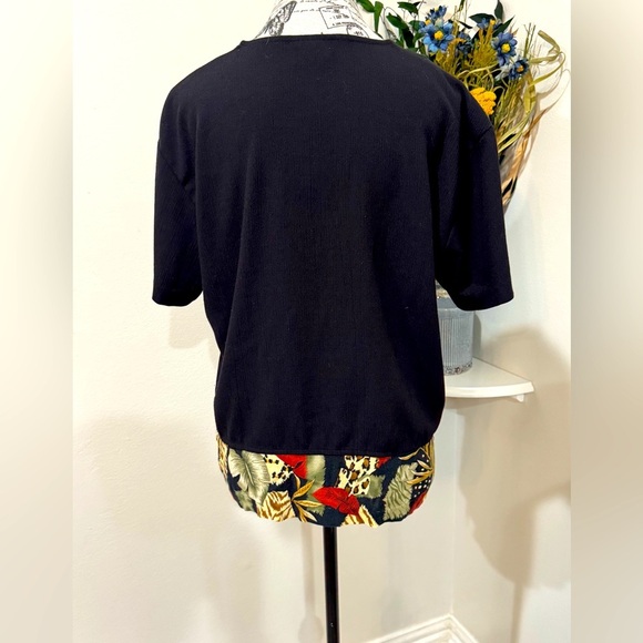 Teddi Black and Red Boxy Button Down Shirt Multicolor Trim Stylish Buttons - Picture 5 of 8